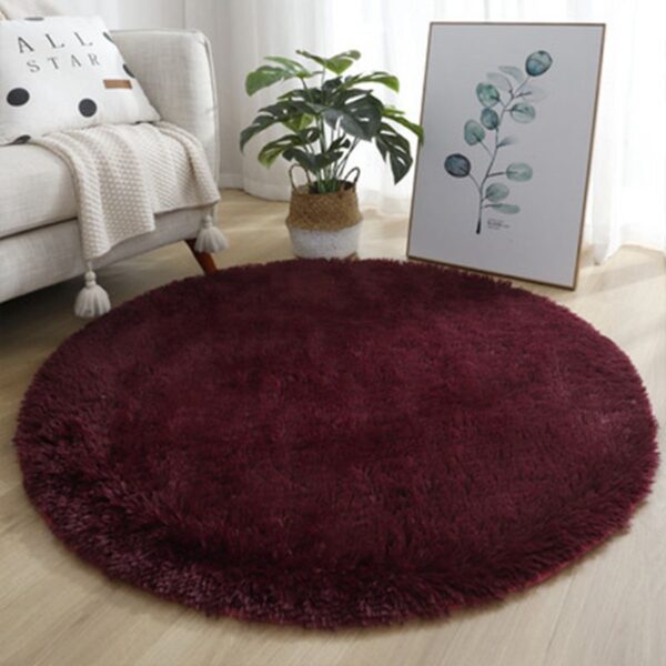 Tie Dye Silk Carpet Long Hair Round Bedroom Thickened Floor Mat - Image 4