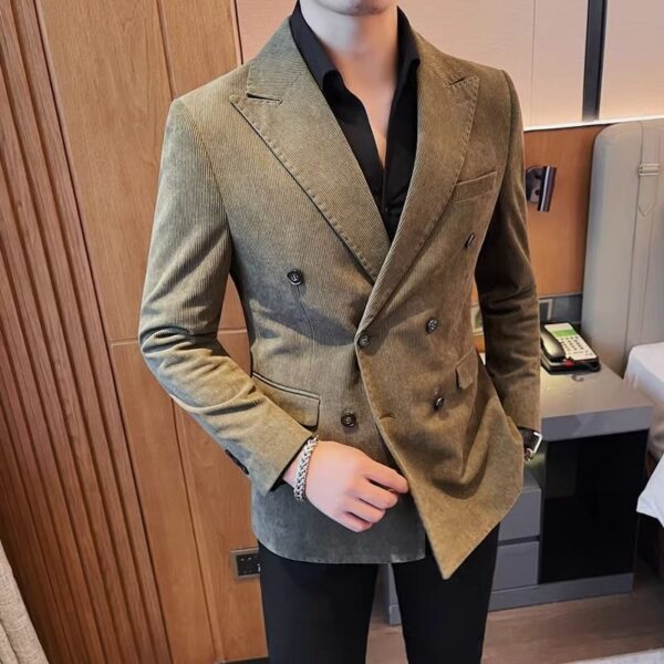 Light Luxury Corduroy Suit Jacket Autumn And Winter Double Breasted Casual - Image 5