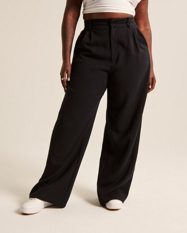 High Waist Straight Trousers With Pockets Wide Leg Casual Pants For Women - Image 4