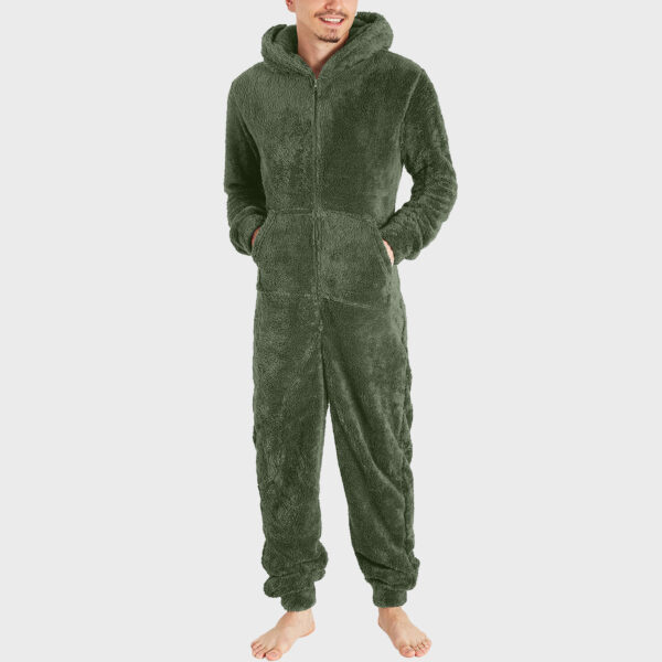 Men's Fashion Zipper Thermal Plush Jumpsuit Thermal Pajamas - Image 5