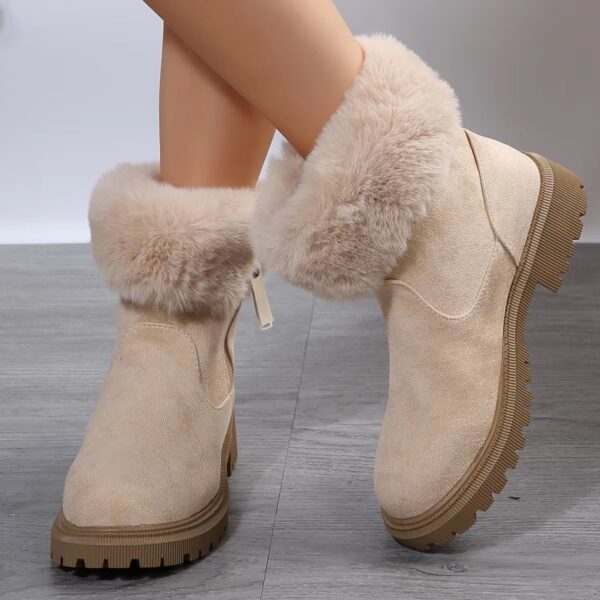 Warm Plush Boots Winter Fashion Side-Zipper Snow Boot For Women Outdoor Thickened Low-heelded Shoes - Image 2