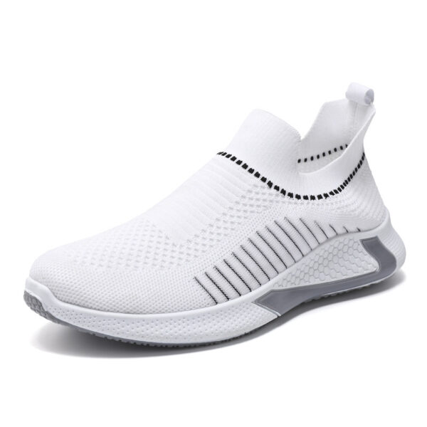 Fashion Mesh Sock Shoes With Striped Design Men Outdoor Breathable Slip-on Sneakers Csuale Lightweight Running Sports Shoes - Image 5