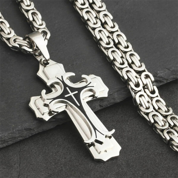 Fashion Jewelry Christian Trinity Latin Cross Necklace For Men Stainless Steel Three Layers Cross Pendants Necklaces Jewelry Gift - Image 9