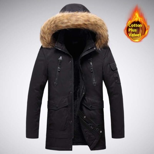 Mid-length Autumn And Winter Jacket Men's Velvet Thermal And Thickening Cotton-padded Coat - Image 9