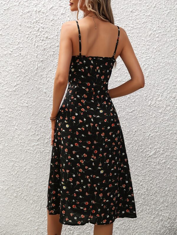 New Polka Dot Print Suspender Dress Summer Sexy Slit Long Dresses For Womens Clothing - Image 4