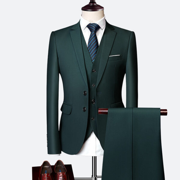 Men's Suit Three-piece Suit British Slim-fitting Wedding Dress Multicolor Plus Size - Image 9