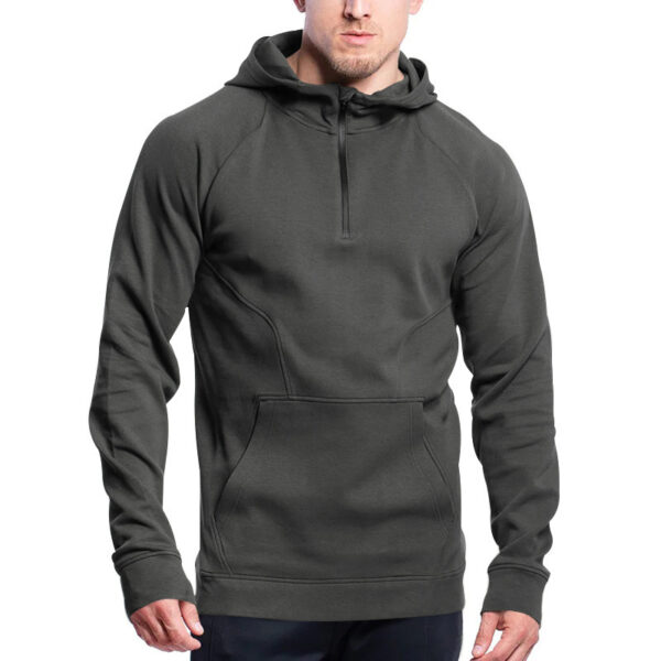 Cross-border Ebay New Long Sleeve Sweater Leisure Pullover Hooded Half Zipper Block Brushed Hoody Men - Image 5