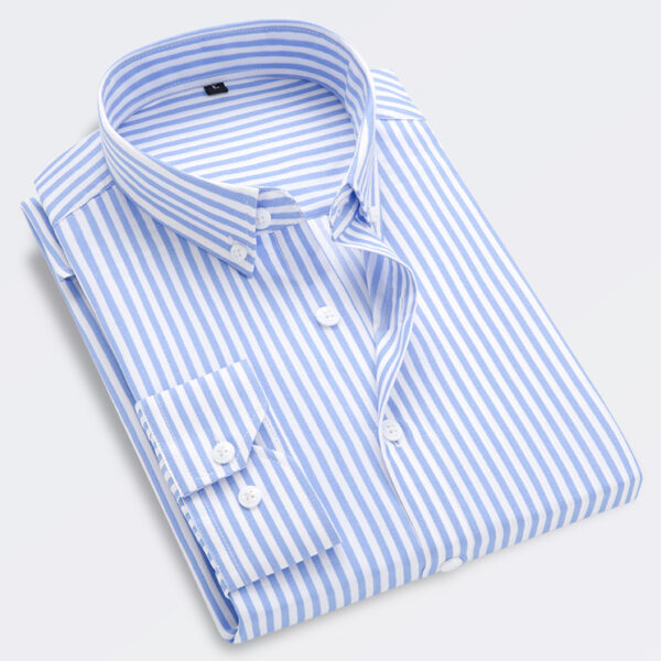 Men's Long-sleeved Slim Casual Striped Shirt - Image 7