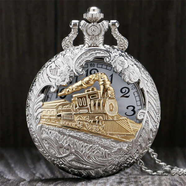 Hollow Train Head Large Classic Version Nostalgic Quartz Pocket Watch