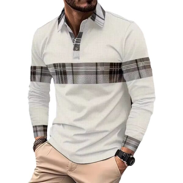 European And American Men's Casual Long Sleeve Color Matching - Image 3