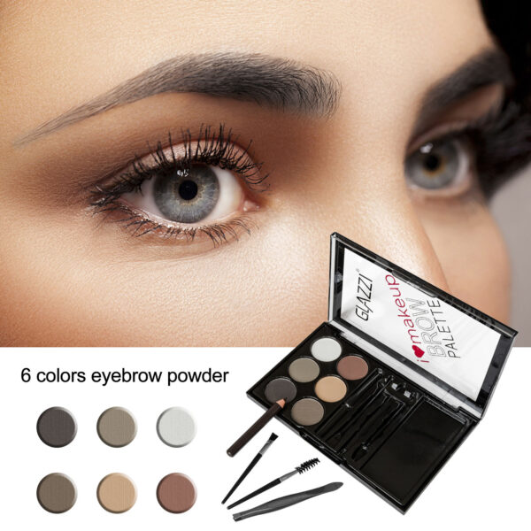 Natural Brown Eyebrow Powder Palette Eye Contour Enhancers Eye Brows Shadow Stamp Shaping Waterproof Makeup Kit With Brush - Image 3