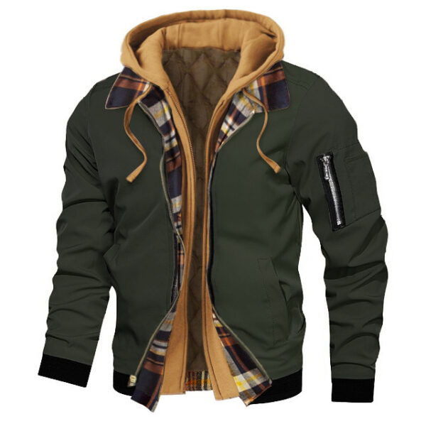 Autumn And Winter Thick Plus Size Men's Solid Color Hooded Jacket - Image 8