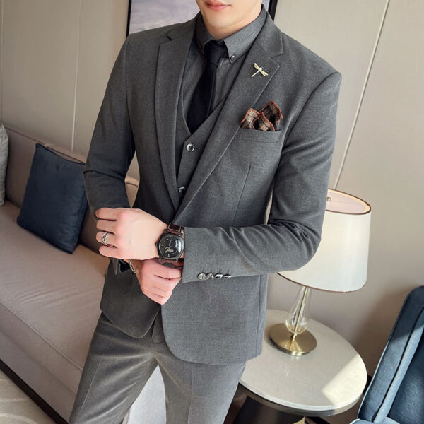 Plus Size Men's Clothing Solid Color Suit Suit Men's Three-piece Suit - Image 2