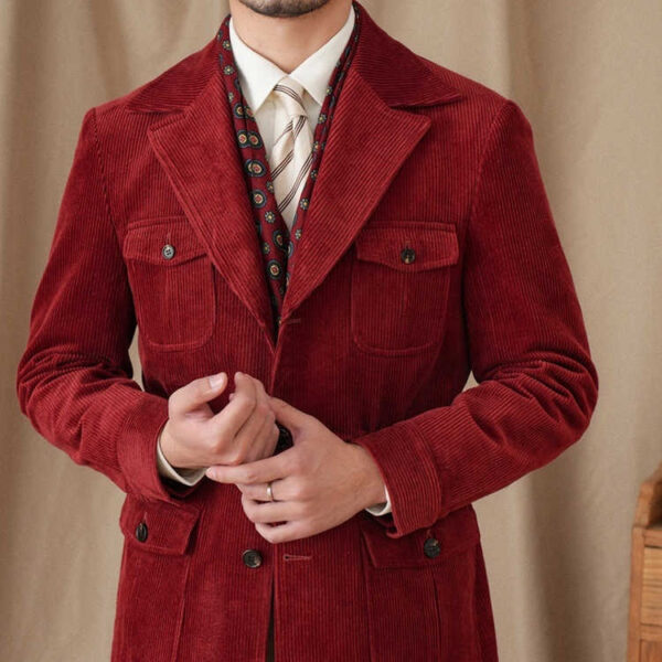 Retro Corduroy Slim-fit Safari Cotton Gentry Jacket - Image 5