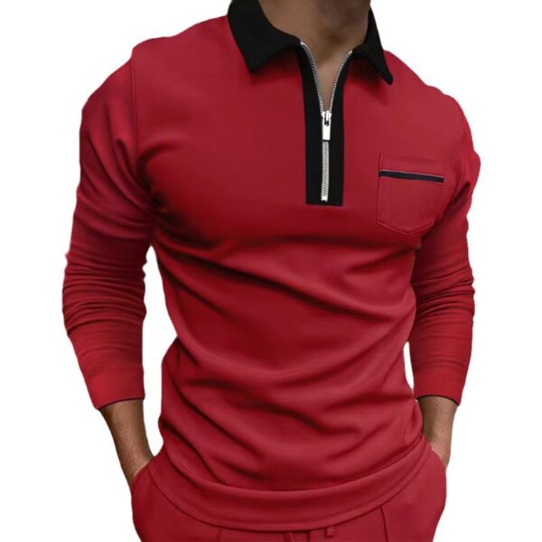 Fashion Slim Fit Pocket Long Sleeve Men's T-shirt - Image 5