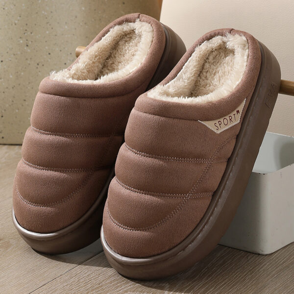 Fashion Solid Plush Slipper Winter Warm Indoor Floor Bedroom Home Slippers For Couple Thick-soled House Shoes Women Men - Image 2