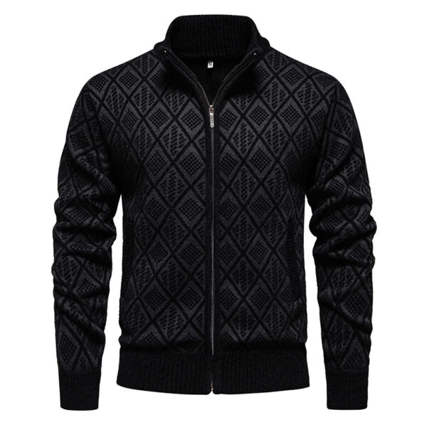 2024 Fall Winter Men Fleece-lined Thickening Stand Collar Sweater Korean Style Casual Zipper Sweater Coat - Image 7