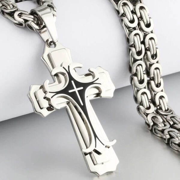 Fashion Jewelry Christian Trinity Latin Cross Necklace For Men Stainless Steel Three Layers Cross Pendants Necklaces Jewelry Gift - Image 10