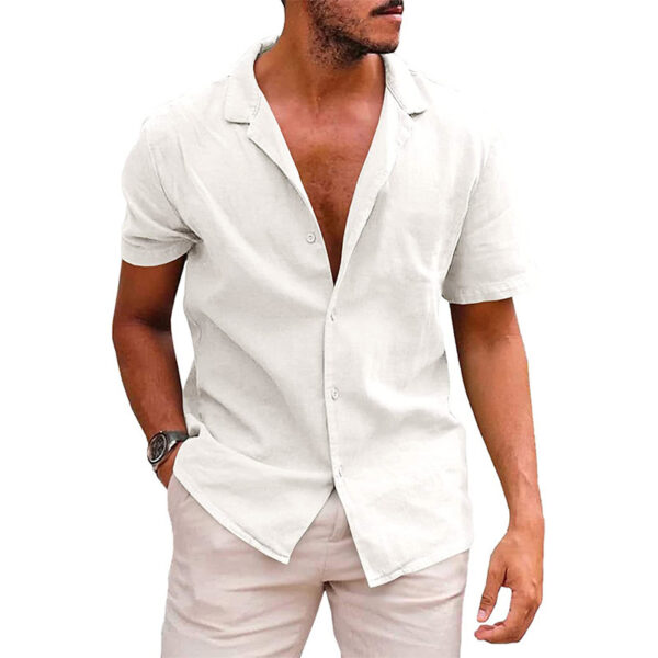 Men's Tops Casual Button Down Shirt Short Sleeve Beach Shirt Summer Mens Clothing - Image 7