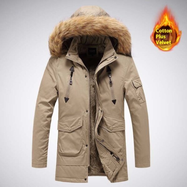 Mid-length Autumn And Winter Jacket Men's Velvet Thermal And Thickening Cotton-padded Coat - Image 6