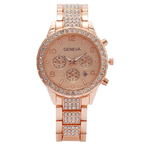 Women's Fashion Diamond Digital Calendar Three Eyes Quartz Watch - Image 4