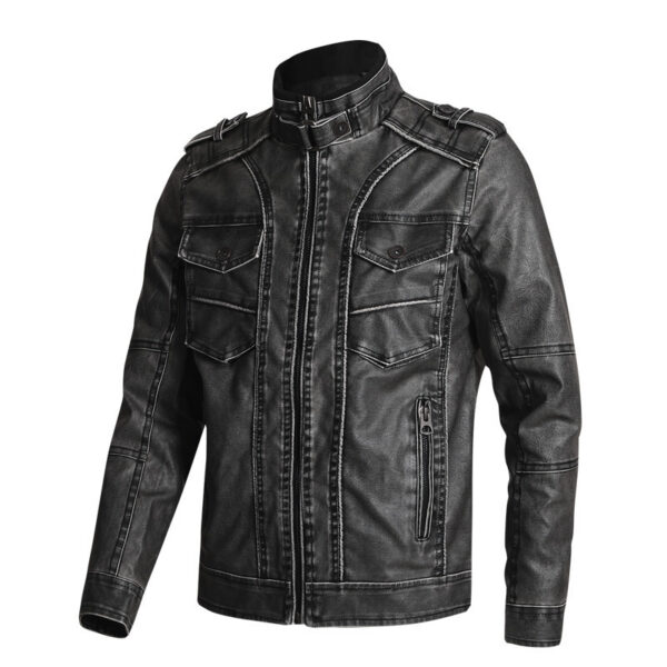 Thick PU Leather Coat Men's Fashion Casual - Image 9