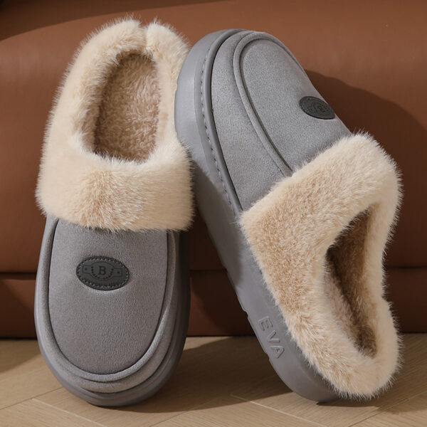 Winter Plush Slippers For Men Casual All-match Warm Suede House Shoes Indoor Non-slip Floor Bedroom Slipper - Image 5