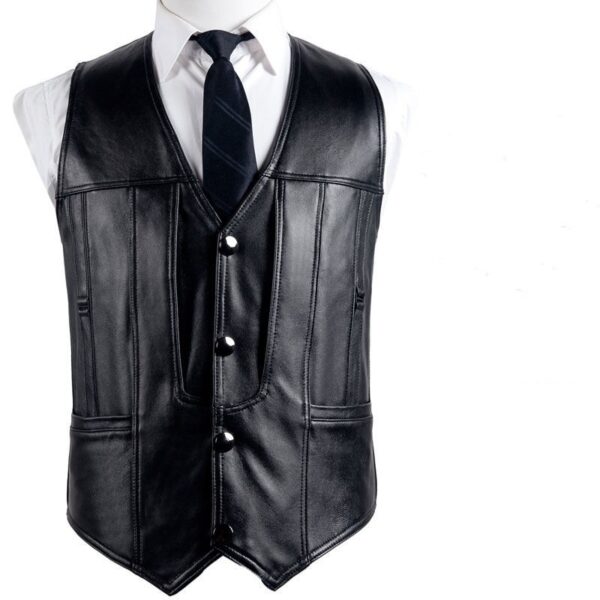 Genuine Leather Vest Man First Layer Cowhide Motorcycle Clothing - Image 3