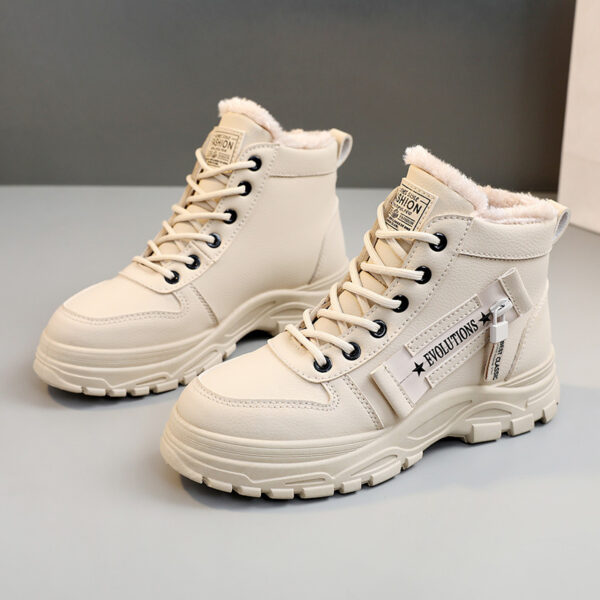 Fleece Lace-up Boots Winter Warm Short Plush High-top Shoes - Image 2