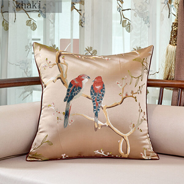 Chinese Throw Pillow Flower And Bird Jacquard Style Chair Cushion Cushion - Image 5