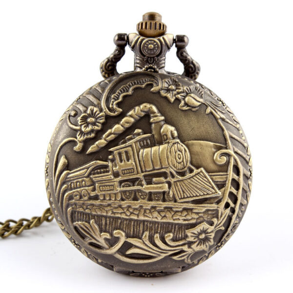 Hollow Train Head Large Classic Version Nostalgic Quartz Pocket Watch - Image 8