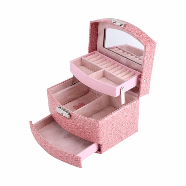 3 Layers Jewelry Boxes And Packaging Leather Makeup Organizer Storage Box Container Case Gift Box Women Cosmetic Casket - Image 3