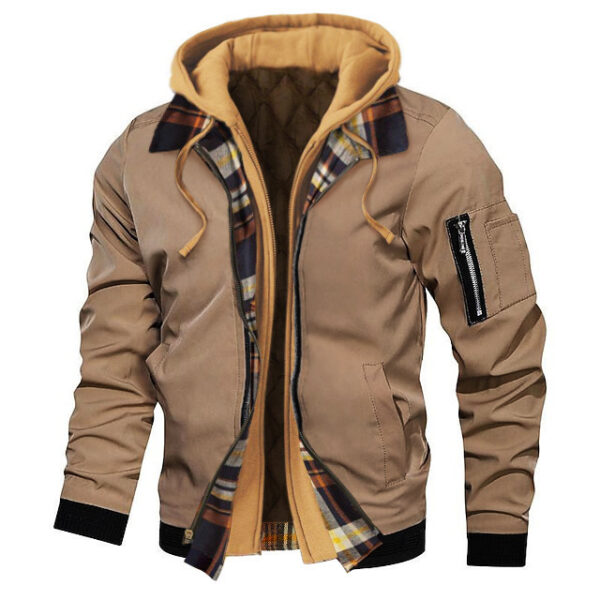 Autumn And Winter Thick Plus Size Men's Solid Color Hooded Jacket - Image 6