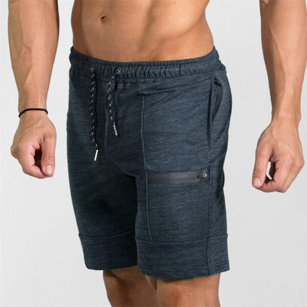 Summer Men's Gyms Shorts Bodybuilding Clothing Men Fitness Zipper Pathwork Workout Cotton Shorts - Image 4