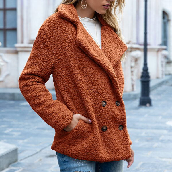 Loose Lapel Fluffy Coat Winter Button Jacket Cardigan Outwear For Women Clothing - Image 10