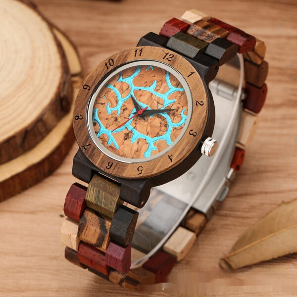 Classic Women's Colorful Elk Quartz Wooden Watch - Image 4