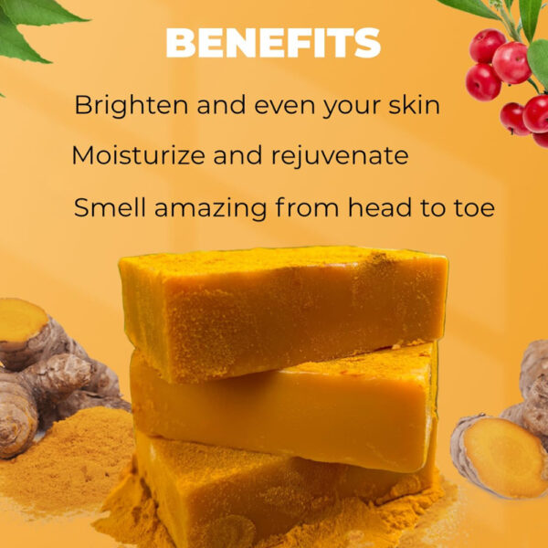 Turmeric Kojic Soap Turmeric Kojic Acid Soap Handmade Skin Products Natural Turmeric Soap Bar Skin Clean Dark Spot Remover Moist Bathing Facial Soap - Image 4