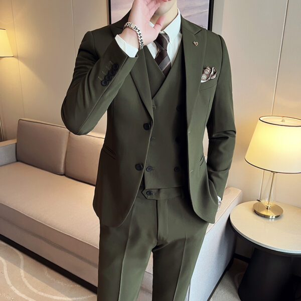 Suit Three-piece Suit Slim Style Double Buckle Solid Color Light Business - Image 10