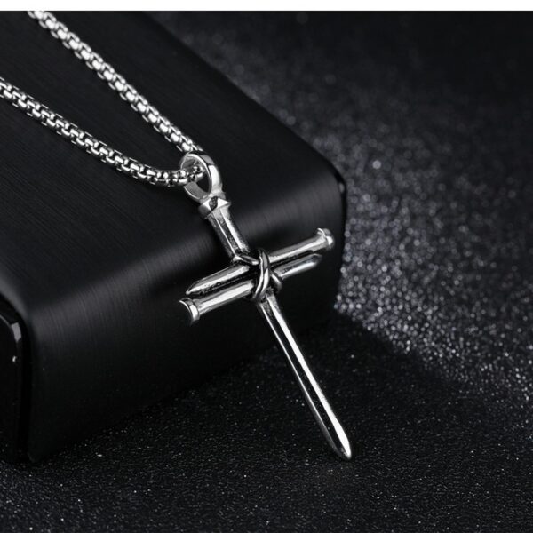 Titanium steel casting steel nails cross men's pendants necklace jewelry - Image 3