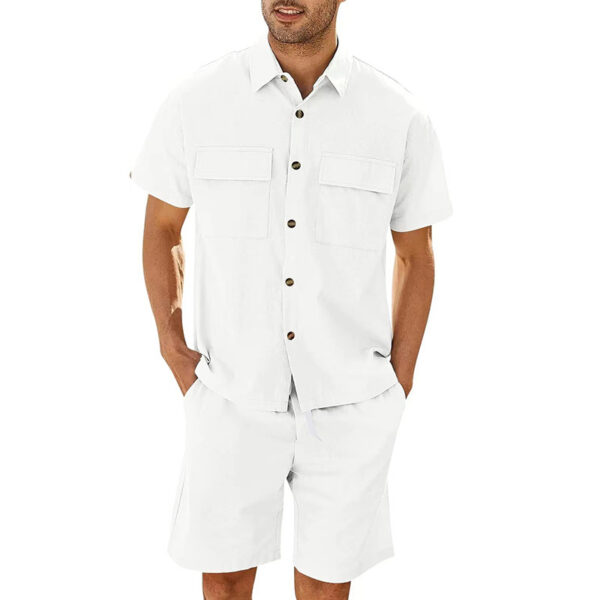 Summer Suits Men Short Sleeve Lapel Pockets Shirt And Drawstring Shorts Sports Fashion Leisure Men's Clothing - Image 7