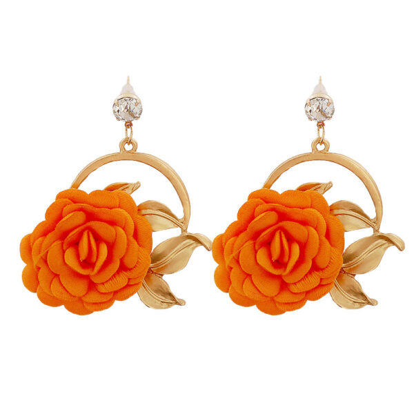 Ear Hanging Cloth Flower Earrings - Image 9