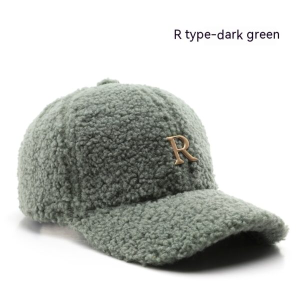 Autumn And Winter Letter R Solid Color Lamb Wool Baseball Cap Outdoor Sun Protection - Image 10