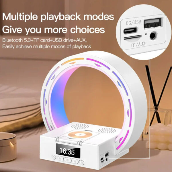 4 In 1 Wireless Bluetooth-compatible Speaker Charging Pad Bedside Lamp With Alarm Clock Wake-Up Light For Bedroom Support USB Drive TF Card - Image 9