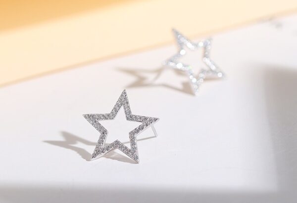 S925 sterling silver Japanese and Korean jewelry creative explosion models micro inlaid five-pointed star stud earrings earrings silver jewelry - Image 4