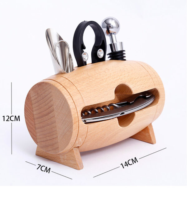 Creativity Wine Corkscrew Set 4 Piece Wooden Swing Stand - Image 3