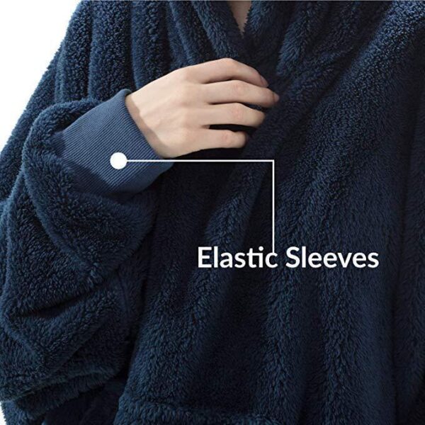 Hoodie Sweatshirt With Big Pocket Tops Sweater Comfortable Loose Double-Sided Fleece Thicker Wearable Blanket - Image 7