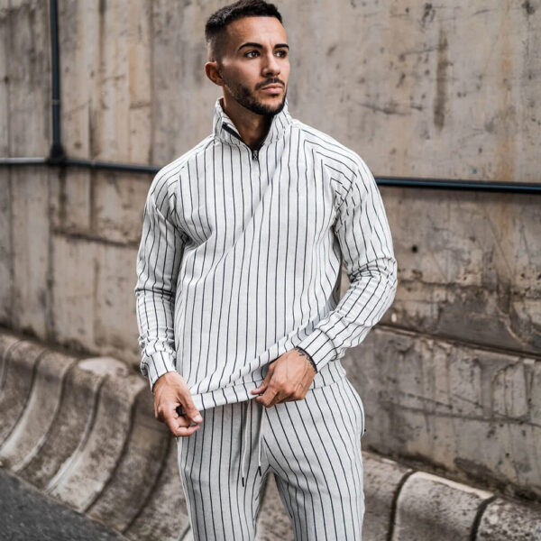 Striped Leisure Sports Running Two-Piece Suit - Image 3