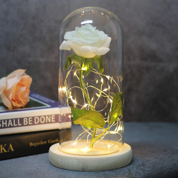 Mothers Day Wedding Favors Bridesmaid Gift Immortal Simulation Rose Glass Cover Luminous Led Ornament - Image 4