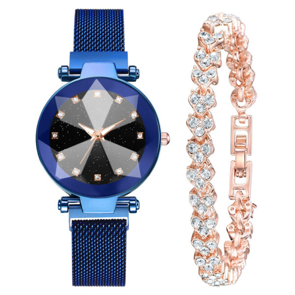 Women's Watch Square Diamond Rhinestone Starry Sky Face Ladies Casual Fashion Watch Set Bracelet Watch - Image 4