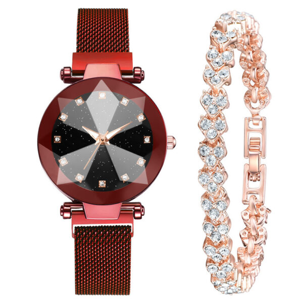 Women's Watch Square Diamond Rhinestone Starry Sky Face Ladies Casual Fashion Watch Set Bracelet Watch - Image 3